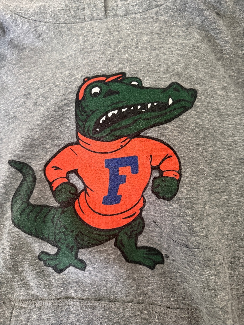 University of Florida League Gray Hoodie with Gator Wearing Orange and Blue 'F'